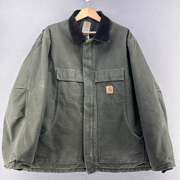 Carhartt Other - Y2K Carhartt Arctic Jacket Quilt Lined Corduroy C26 MOS Moss Green 2XL Heavy